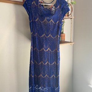 Electric blue lace bebe dress - Flapper vibes!